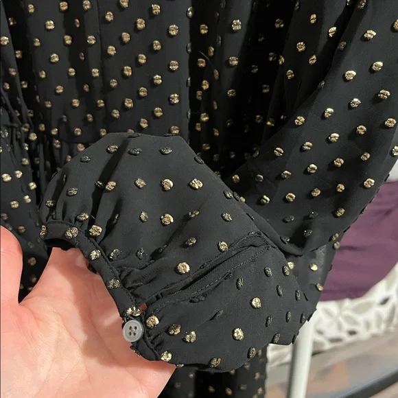 J.Crew Black and Gold Polka Dots Midi Dress - Picture 9 of 9